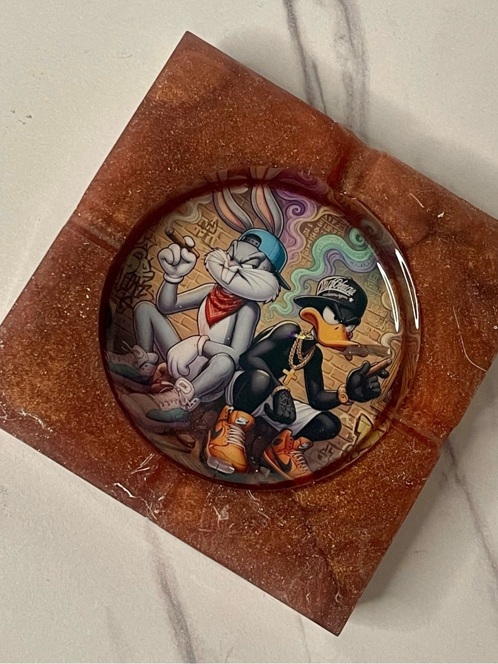 Bugs Bunny Daffy Duck Square Ashtray | 90s Cartoon Nostalgia Gift - Picture 6 of 8